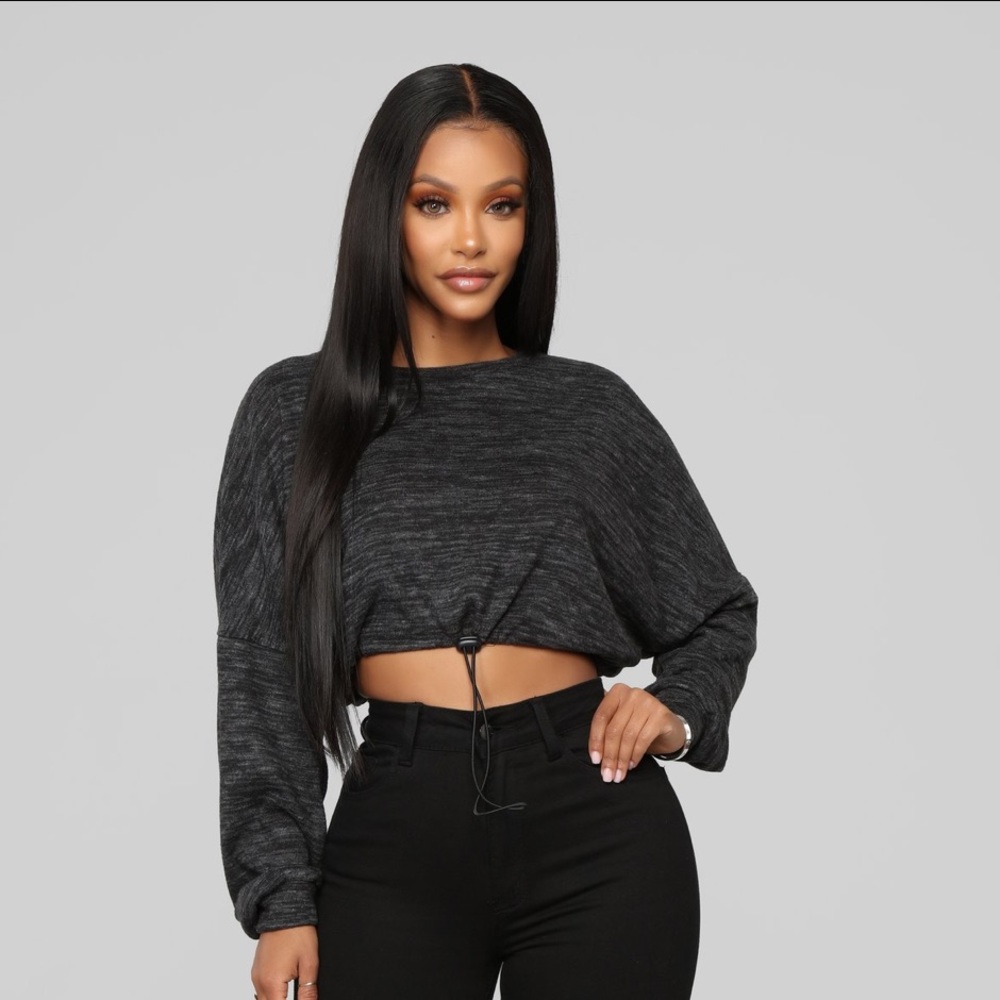 NWT! Black elastic draw-string crop sweatshirt 🖤